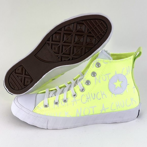 Converse Unt1tl3d Not A Chuck All Star Hi Mens Shoes Sneakers Green Volt A03146C - Picture 3 of 12